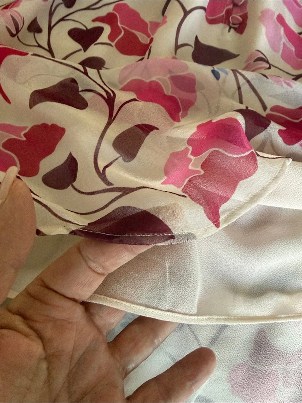 KATE SPADE Pink Floral Ruffle-Trim Silk Blouse NWT